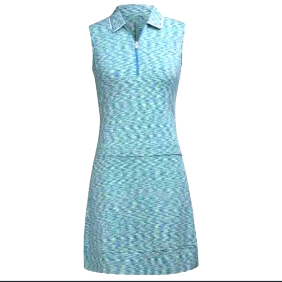 Nivo Sleeveless Zip Golf Dress blue green Pockets Size Medium - Picture 1 of 12